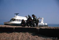 The SRN6 with the Inter-Service Hovercraft Trials Unit, IHTU - Troops in the foreground (Pat Lawrence).